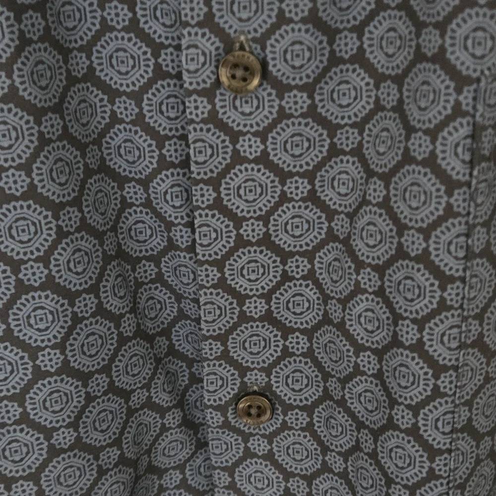 Perry Ellis Men’s 2XLT Stretch Blue Patterned Short Sleeve Button Up Shirt - Picture 6 of 15